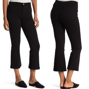 FRAME Le Bardot Crop Flare Jeans in Film Noir Black 31